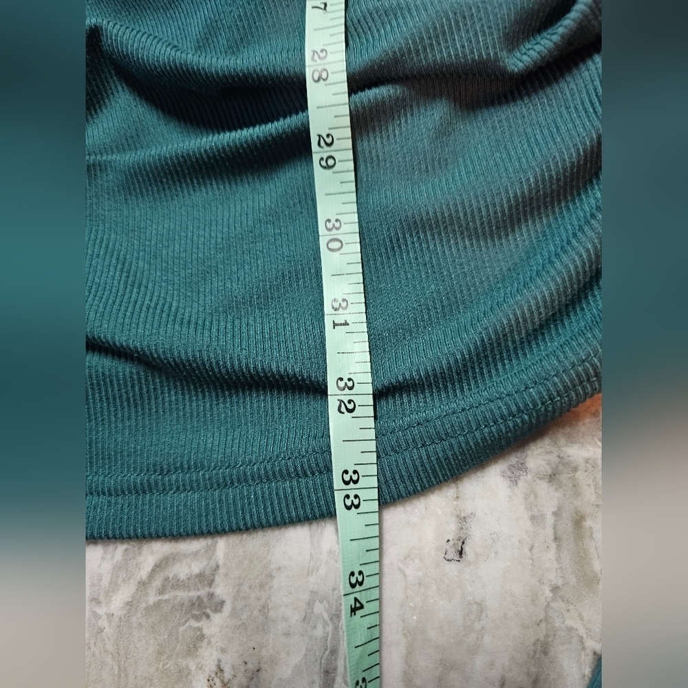 Justify Green Ruched Ribbed Bodycon Dress | Size Large - Picture 10 of 10